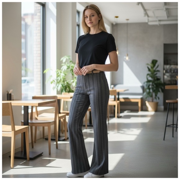 Lysse Women's Herringbone Wide-Leg Dress Pants. Black, Gray Size Small - Picture 11 of 11